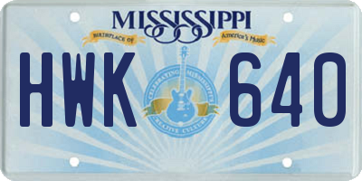 MS license plate HWK640