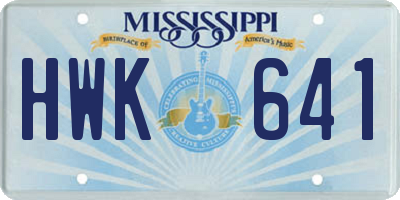 MS license plate HWK641