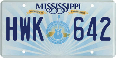 MS license plate HWK642