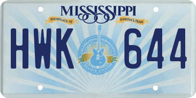 MS license plate HWK644