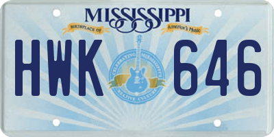 MS license plate HWK646