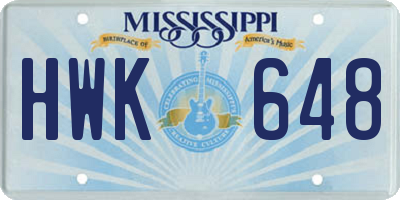 MS license plate HWK648