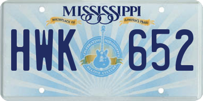 MS license plate HWK652