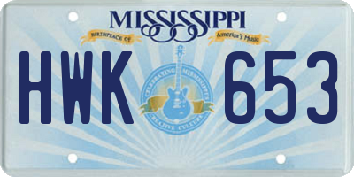 MS license plate HWK653