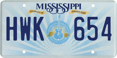 MS license plate HWK654