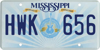 MS license plate HWK656