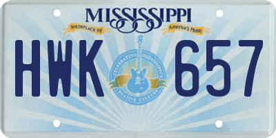 MS license plate HWK657