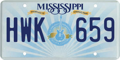 MS license plate HWK659