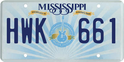 MS license plate HWK661