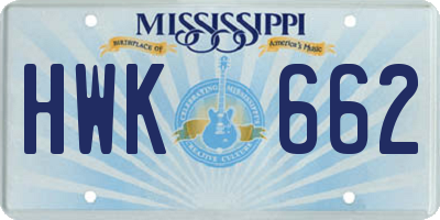 MS license plate HWK662