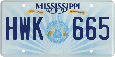 MS license plate HWK665