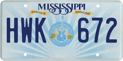 MS license plate HWK672