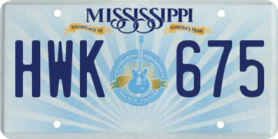 MS license plate HWK675