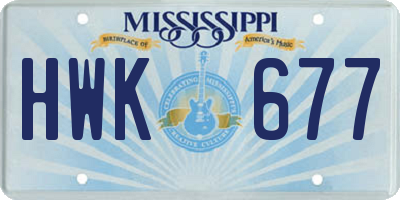 MS license plate HWK677