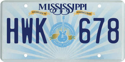 MS license plate HWK678