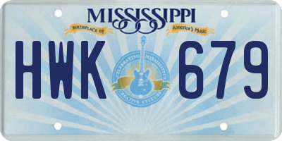 MS license plate HWK679