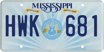 MS license plate HWK681