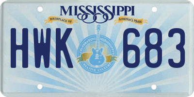 MS license plate HWK683