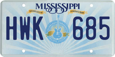 MS license plate HWK685