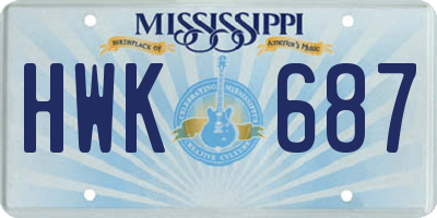 MS license plate HWK687