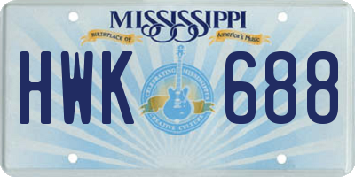 MS license plate HWK688