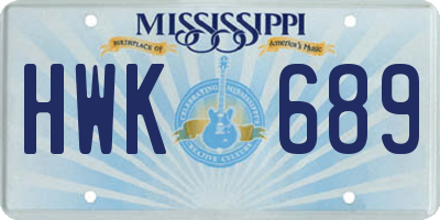 MS license plate HWK689
