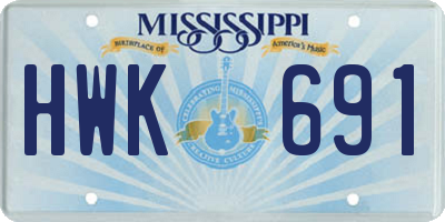 MS license plate HWK691