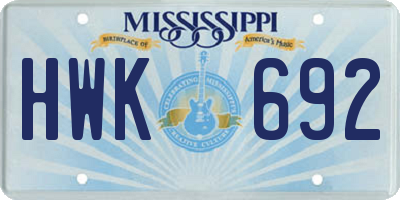 MS license plate HWK692