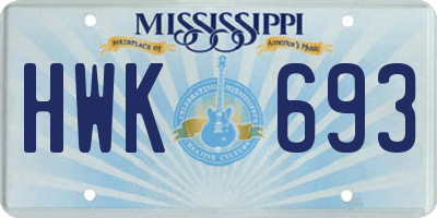 MS license plate HWK693