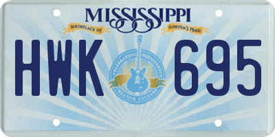 MS license plate HWK695