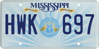 MS license plate HWK697