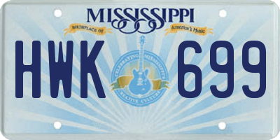 MS license plate HWK699