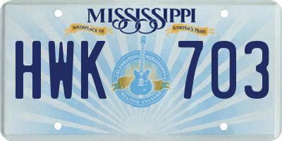 MS license plate HWK703