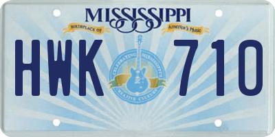 MS license plate HWK710