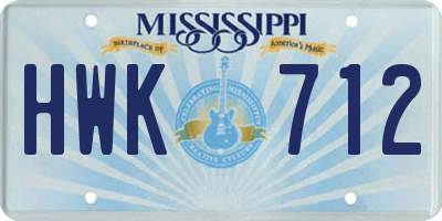 MS license plate HWK712