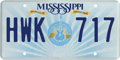 MS license plate HWK717