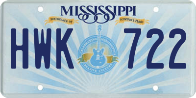 MS license plate HWK722