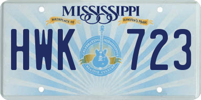 MS license plate HWK723