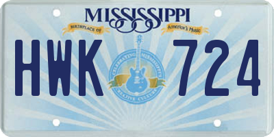 MS license plate HWK724