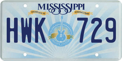 MS license plate HWK729