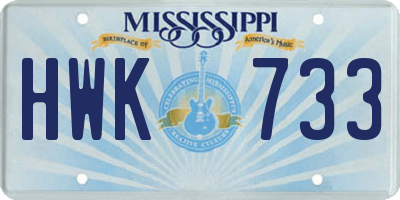 MS license plate HWK733