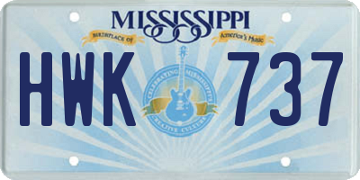 MS license plate HWK737