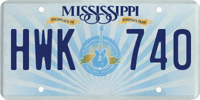 MS license plate HWK740
