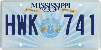 MS license plate HWK741
