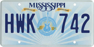 MS license plate HWK742