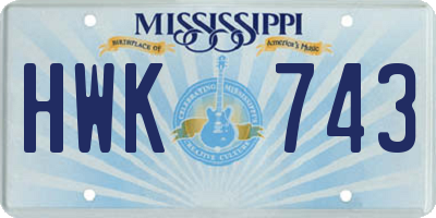 MS license plate HWK743