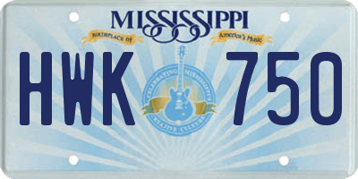 MS license plate HWK750