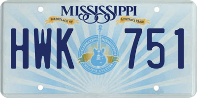 MS license plate HWK751