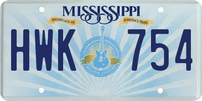 MS license plate HWK754