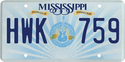 MS license plate HWK759